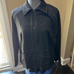 REUMA brand XL jacket. Grey jacket, button down with pinstripes & unique detail